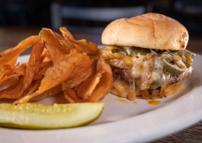 Spicy Jalapeño Burger & Chips - Lunch & Dinner, Maple Leaf Pub Westfield, MA