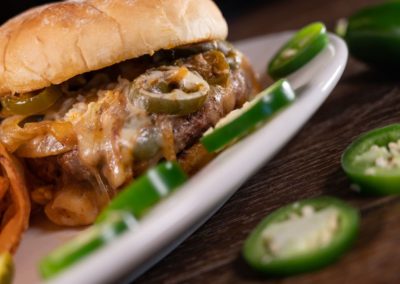 Spicy Jalapeño Burger - Lunch & Dinner, Maple Leaf Pub Westfield, MA